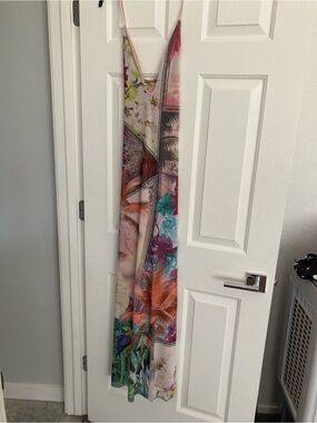 AFRM Tropical Print Maxi Dress in Coral, Teal & Purple size large